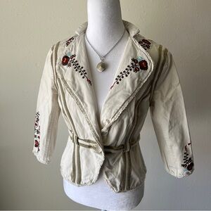 Diane Von Furstenberg Cream Embroidered Blazer